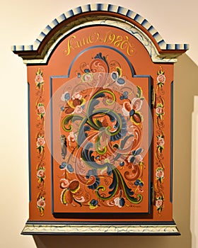 Norwegian Wall Cabinet with Rosemaling
