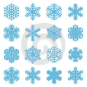 Nowflake winter icon set.