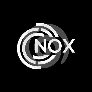 NOX letter logo design on black background.NOX creative initials letter logo concept.NOX vector letter design