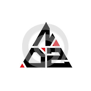 NOZ triangle letter logo design with triangle shape. NOZ triangle logo design monogram. NOZ triangle vector logo template with red