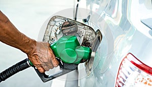 Nozzle fuel gas station fill in the car tank