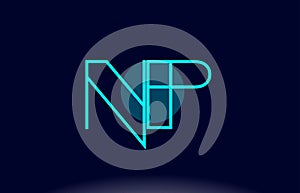 np n p blue line circle alphabet letter logo icon template vector design