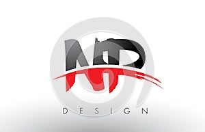 NP N P Brush Logo Letters with Red and Black Swoosh Brush Front