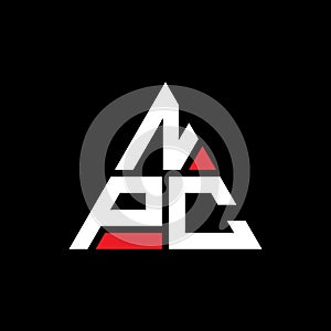 NPC triangle letter logo design with triangle shape. NPC triangle logo design monogram. NPC triangle vector logo template with red photo