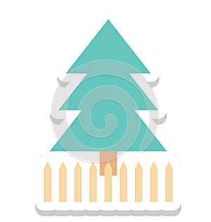 Pine Tree, Evergreen Tree Color Isolated Vector Icon photo