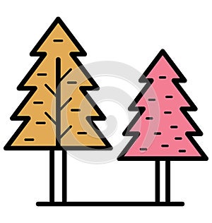Pine Trees Isolated Vector Icon that can be easily modified or edit