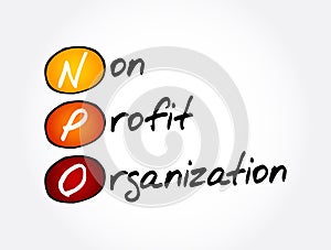 NPO - Non-Profit Organization acronym, business concept background