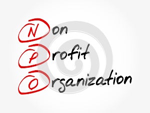 NPO - Non-Profit Organization acronym, business concept background
