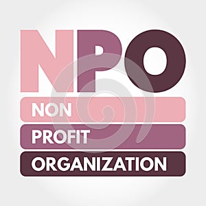 NPO - Non-Profit Organization acronym, business concept background