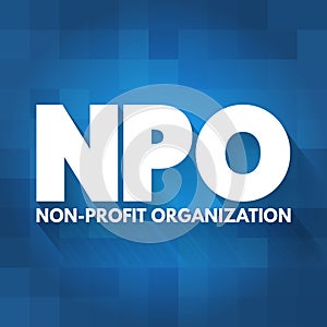 NPO - Non-Profit Organization acronym, business concept background photo