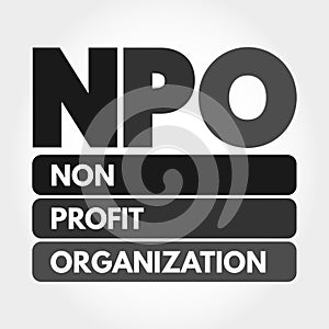 NPO - Non-Profit Organization acronym, business concept background photo