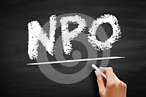 NPO - Non-Profit Organization is a legal entity organized and operated for a collective, public or social benefit, acronym concept