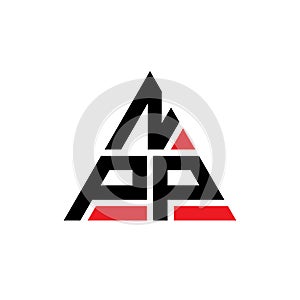 NPP triangle letter logo design with triangle shape. NPP triangle logo design monogram. NPP triangle vector logo template with red photo