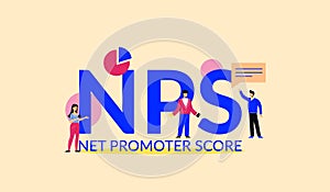 NPS net promoter score illustration. Marketing corporate system with financial success strategy.