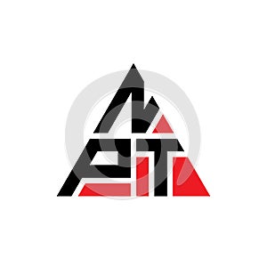 NPT triangle letter logo design with triangle shape. NPT triangle logo design monogram. NPT triangle vector logo template with red