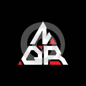 NQR triangle letter logo design with triangle shape. NQR triangle logo design monogram. NQR triangle vector logo template with red