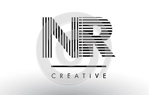 NR N R Black and White Lines Letter Logo Design.