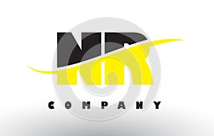 NR N R Black and Yellow Letter Logo with Swoosh.