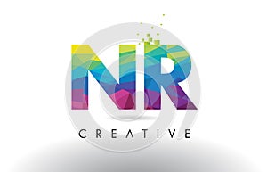 NR N R Colorful Letter Origami Triangles Design Vector.