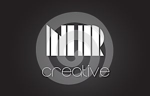 NR N R Letter Logo Design With White and Black Lines.