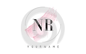 NR N R Watercolor Letter Logo Design with Circular Brush Pattern