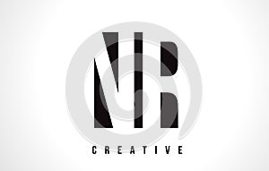 NR N R White Letter Logo Design with Black Square.