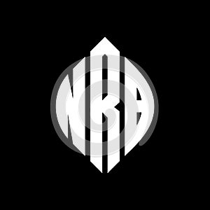 NRB circle letter logo design with circle and ellipse shape. NRB ellipse letters with typographic style. The three initials form a photo