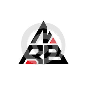 NRB triangle letter logo design with triangle shape. NRB triangle logo design monogram. NRB triangle vector logo template with red photo