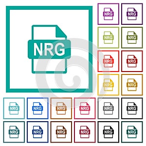 NRG file format flat color icons with quadrant frames