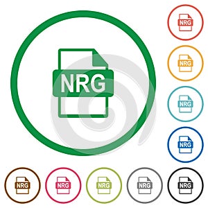 NRG file format flat icons with outlines