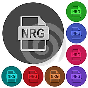 NRG file format icons with shadows on round backgrounds