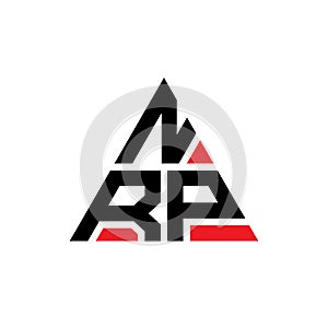NRP triangle letter logo design with triangle shape. NRP triangle logo design monogram. NRP triangle vector logo template with red