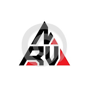 NRV triangle letter logo design with triangle shape. NRV triangle logo design monogram. NRV triangle vector logo template with red