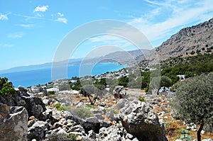 Sea view from one of the mountains on Rhodes. photo