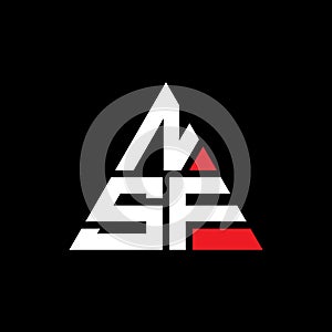 NSF triangle letter logo design with triangle shape. NSF triangle logo design monogram. NSF triangle vector logo template with red