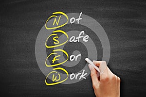 NSFW - Not Safe For Work acronym, business concept background