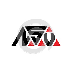NSV triangle letter logo design with triangle shape. NSV triangle logo design monogram. NSV triangle vector logo template with red