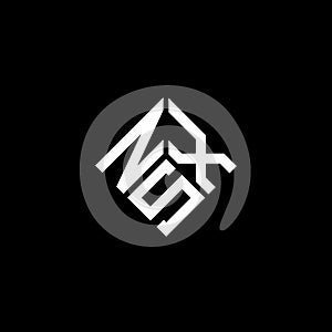 NSX letter logo design on black background. NSX creative initials letter logo concept. NSX letter design