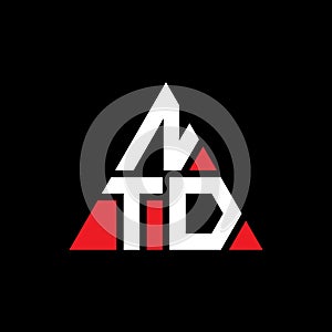 NTD triangle letter logo design with triangle shape. NTD triangle logo design monogram. NTD triangle vector logo template with red photo