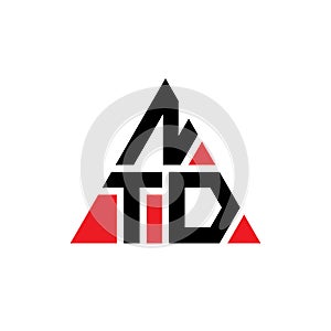 NTD triangle letter logo design with triangle shape. NTD triangle logo design monogram. NTD triangle vector logo template with red photo