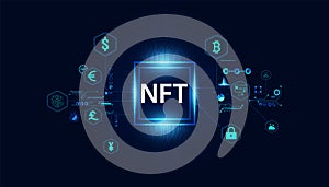 NTF Digital Image Concept NFT Digital Finance Irreplaceable Token The only original art in the system. On a modern