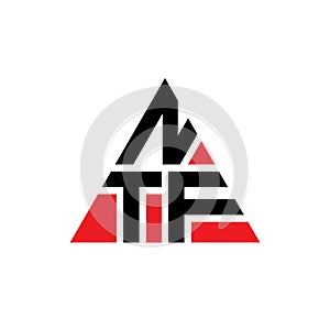 NTF triangle letter logo design with triangle shape. NTF triangle logo design monogram. NTF triangle vector logo template with red