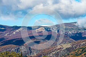 The mountain and late  autumn.  Golden brown photo