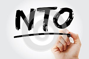 NTO - Notice To Owner acronym with marker, business concept background photo