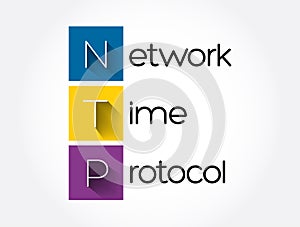 NTP - Network Time Protocol acronym, technology concept background photo