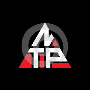 NTP triangle letter logo design with triangle shape. NTP triangle logo design monogram. NTP triangle vector logo template with red photo