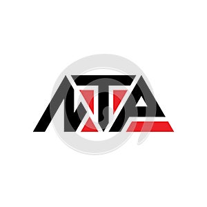 NTP triangle letter logo design with triangle shape. NTP triangle logo design monogram. NTP triangle vector logo template with red