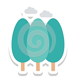 Trees, Park Color Isolated Vector Icon