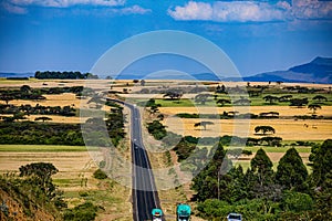 Ntulele Highway Road Landscape Nature Travels in Narok County Engulfed with Wheat Farm Plantations Food Great Rift Valley Kenya