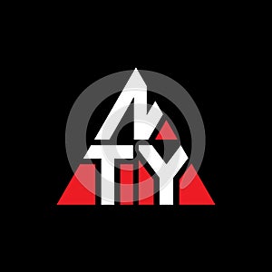 NTY triangle letter logo design with triangle shape. NTY triangle logo design monogram. NTY triangle vector logo template with red